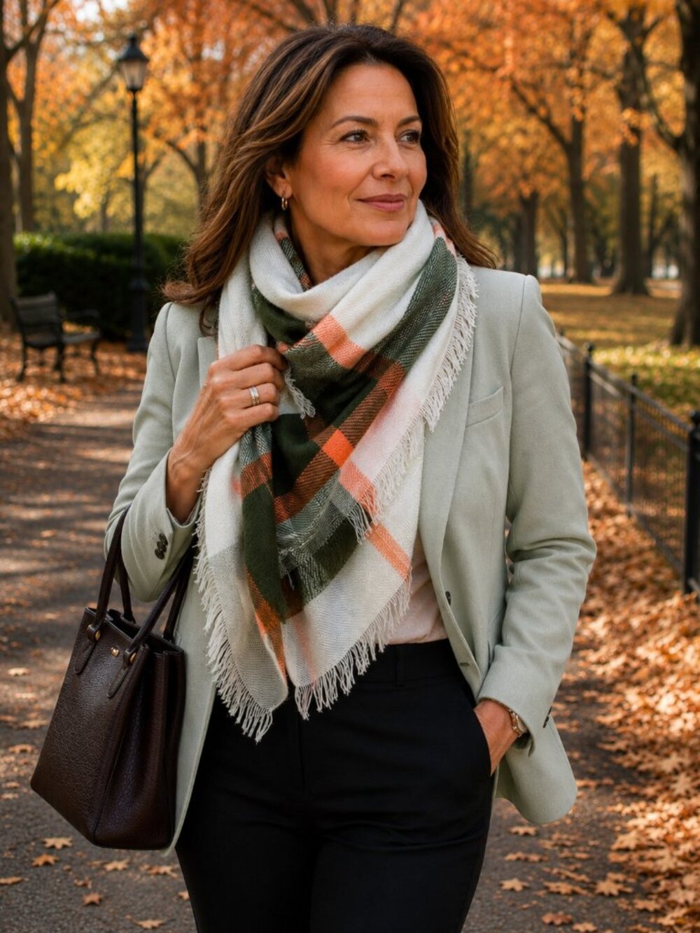NEW COZY WARM SOFT FALL large wrap scarf beige pale orange olive taupes NEW